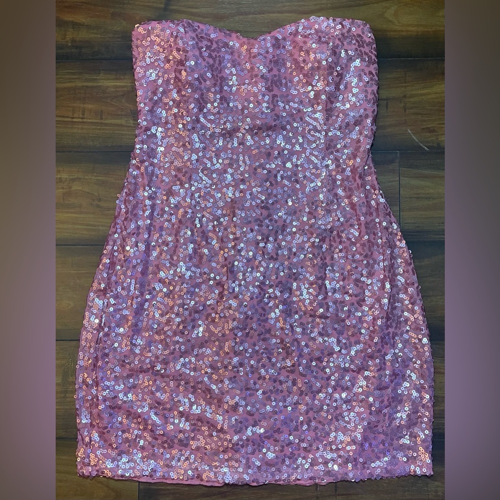 Trixxi Pink Sequin Strapless Dress